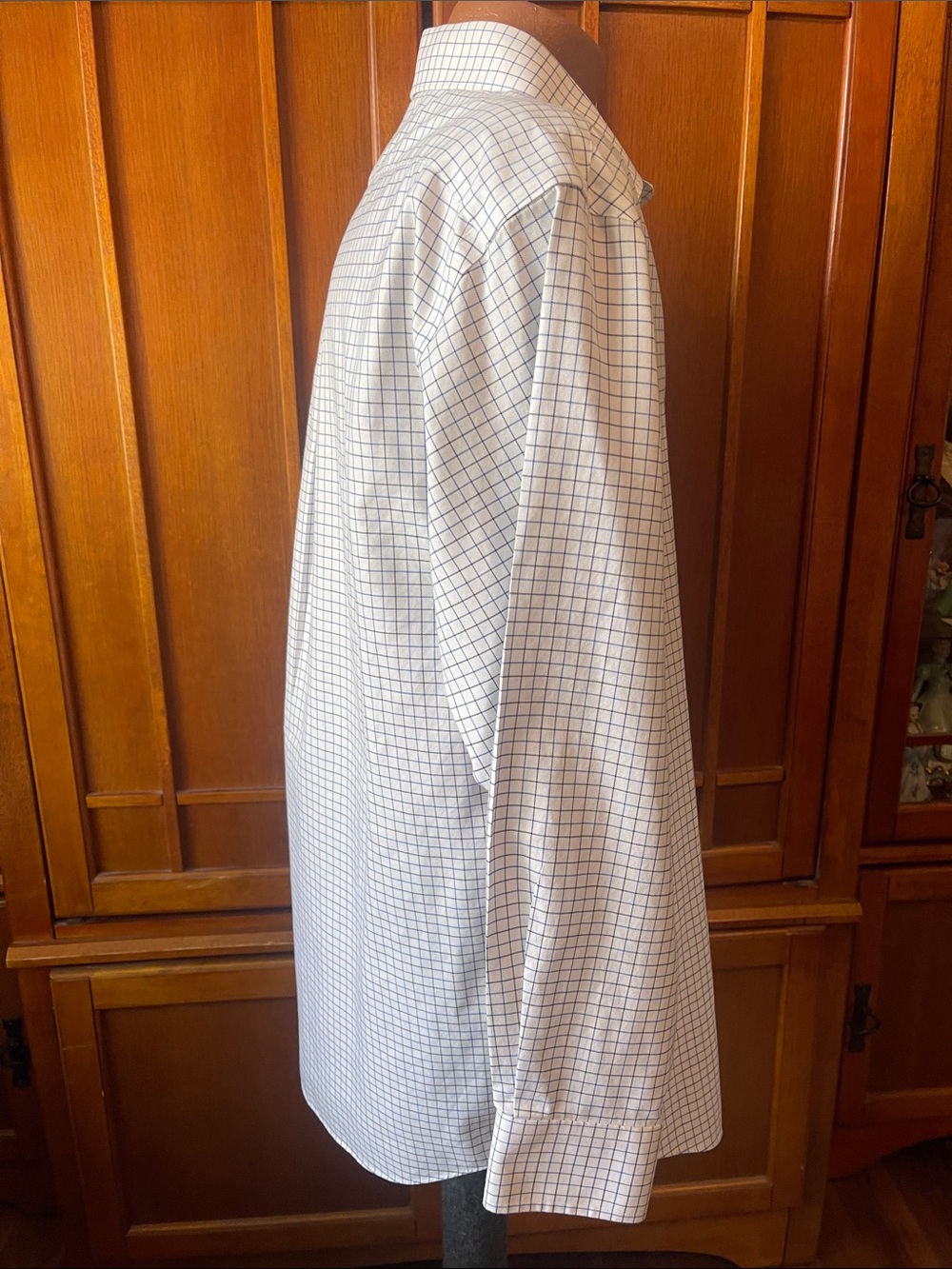 Daniel Cremieux White Shirt with Navy Windowpane Check - Picture 4 of 5